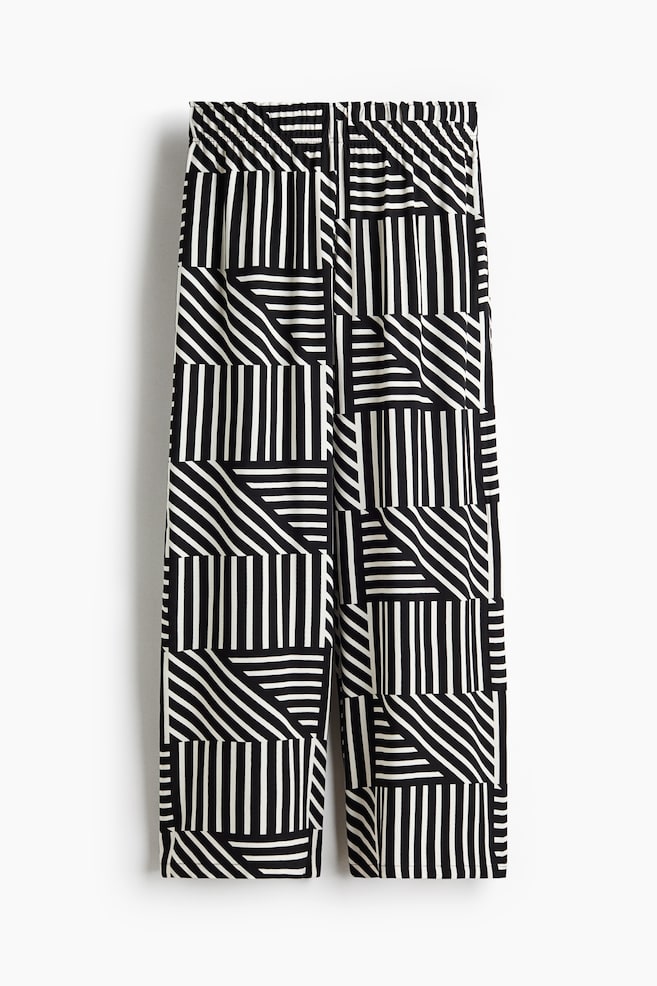 Viscose Pull-On Pants - Black/patterned/Plum red/patterned/Beige - 1