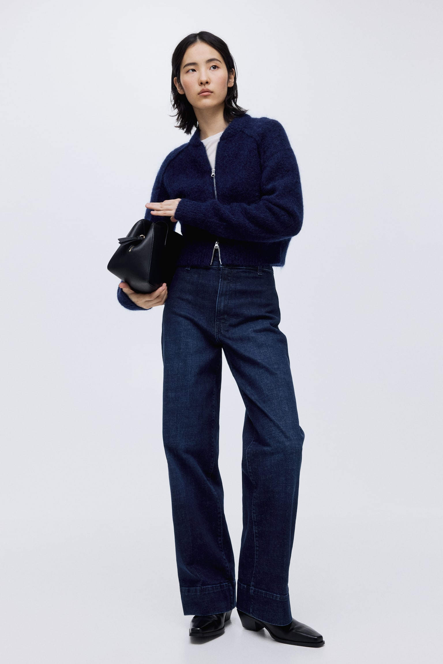 Wide High Jeans - Albastru-denim închis/Gri-denim închis/Gri-denim închis/Albastru-denim/Alb/Roșu-burgund/Albastru-denim închis/Albastru-denim/Albastru-denim deschis/Brown/Leopard print - 5