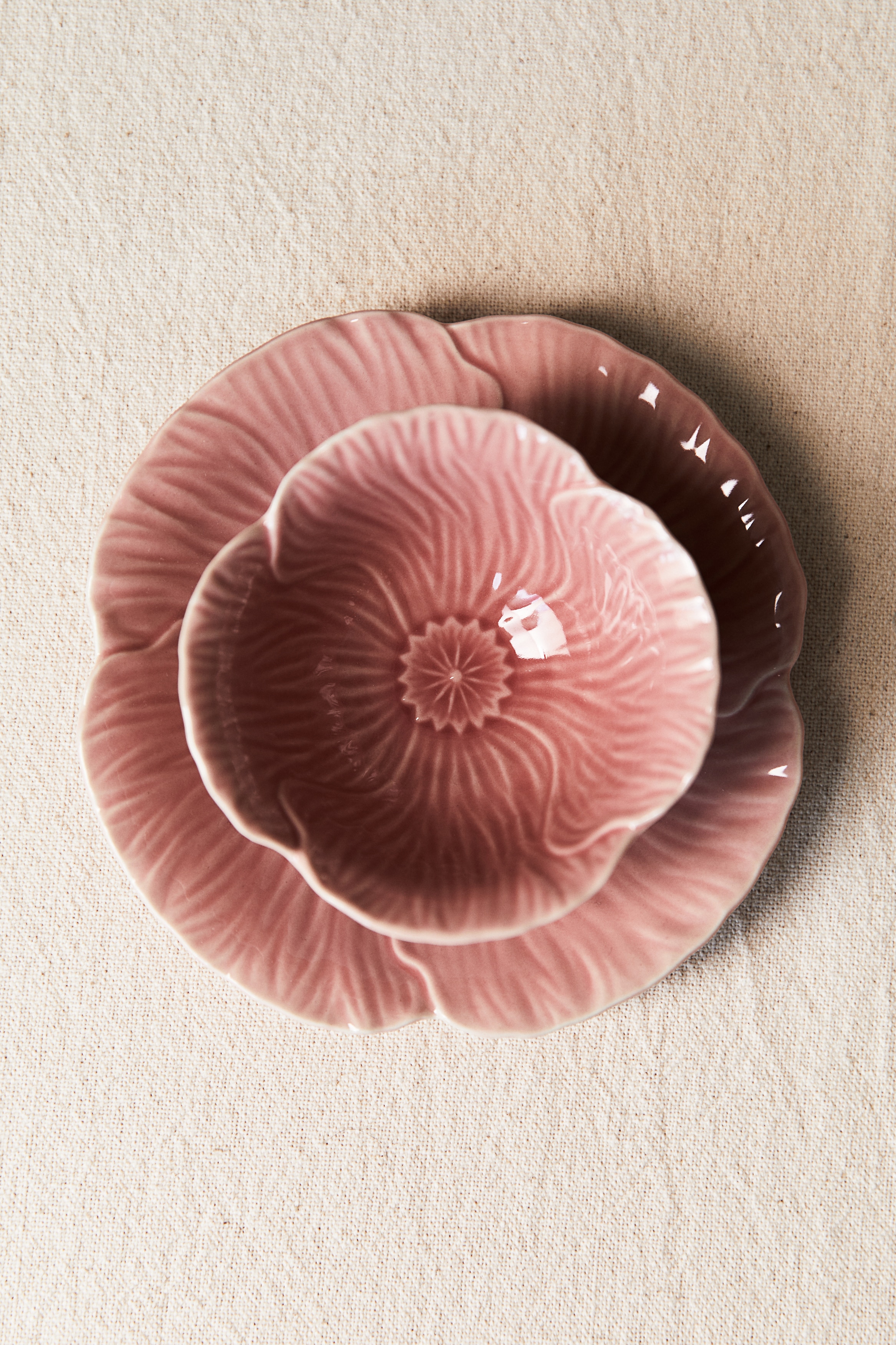 Kameninová miska - Ružová/Biela