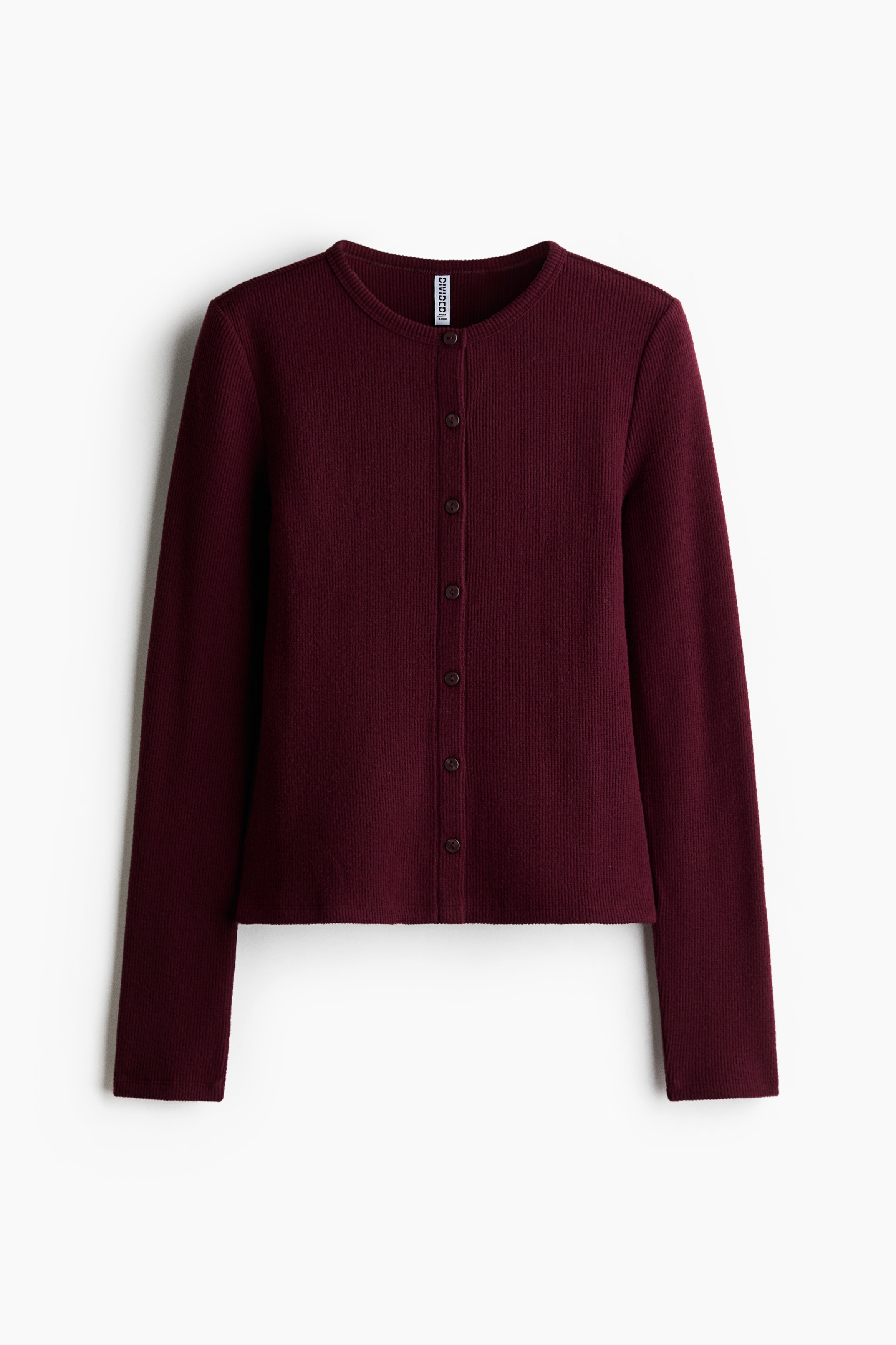 Waffled cardigan - Burgundy