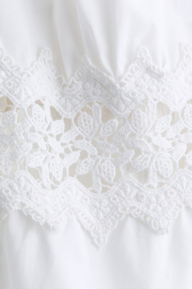 MAMA Lace-Detail Cotton Romper - White - 2