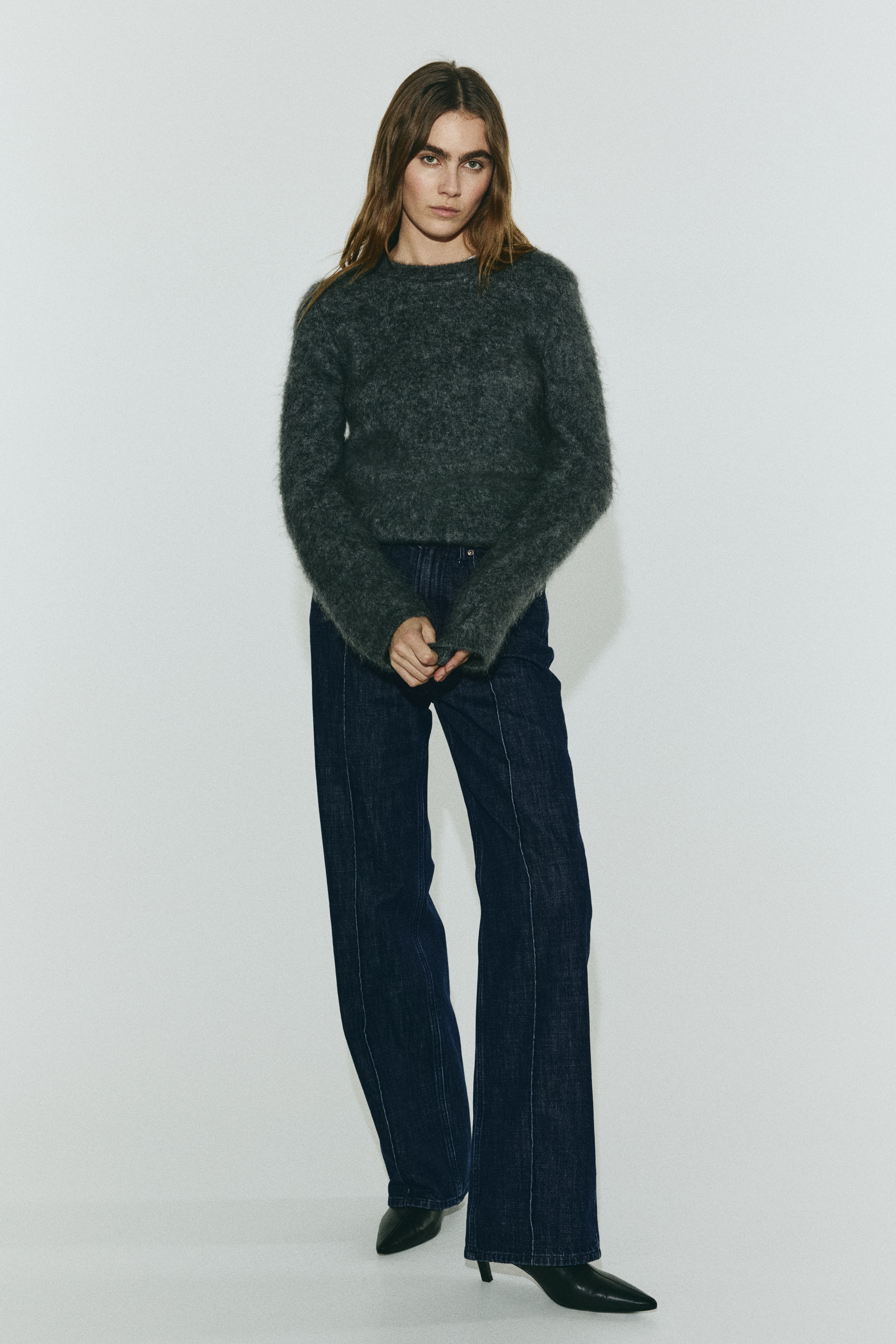 Straight High Jeans - Dark denim blue