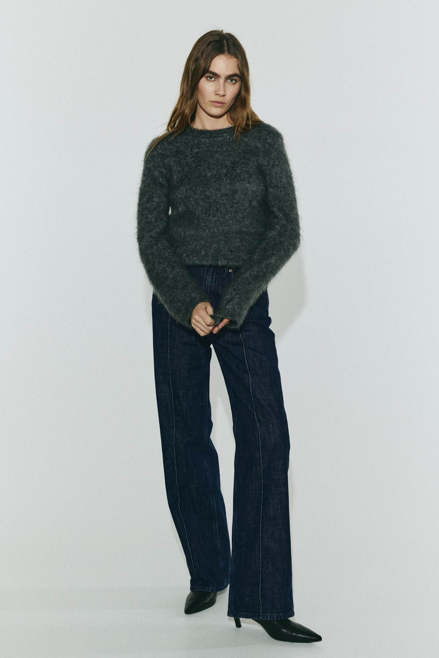 Женские джинсы H&M Straight High, цвет: Тёмный джинсовый синий — фото 2