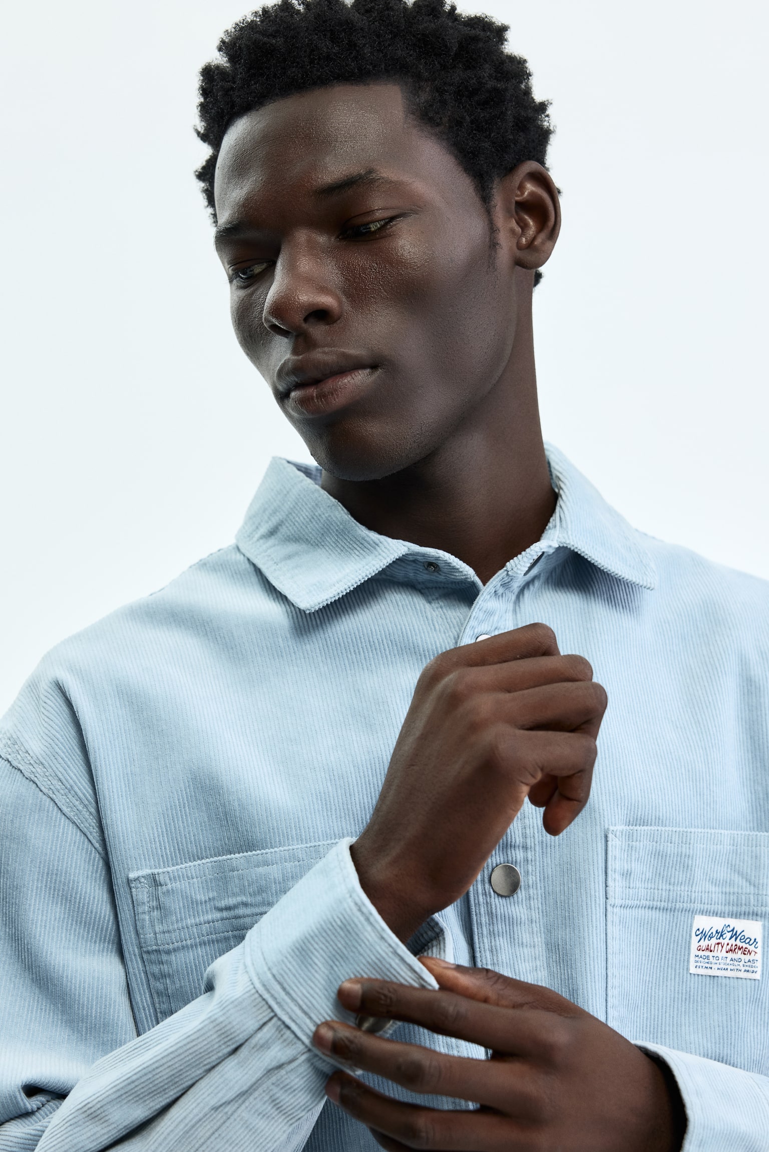 חולצת אוברסייז מקורדרוי כותנה - תכלת - 3