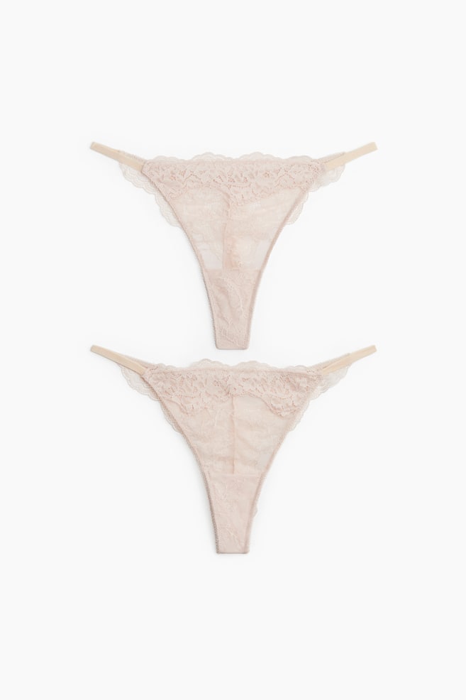 2-Pack Lace Thong Briefs - Powder pink - 1