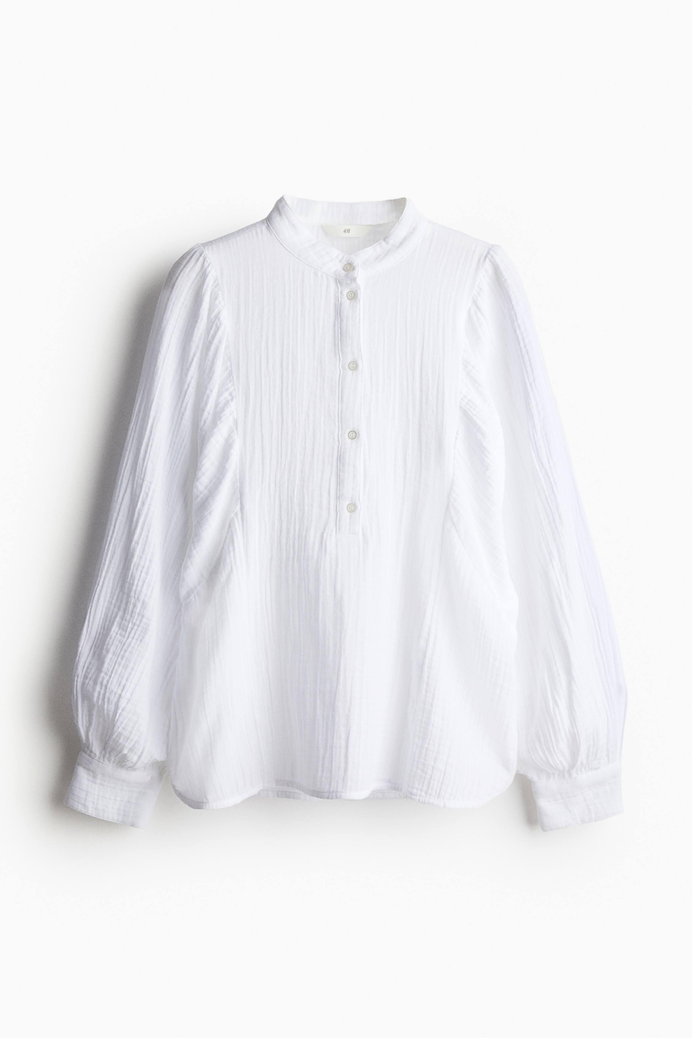 Ladies - White Batwing-sleeved muslin blouse - Size: L  - H&M