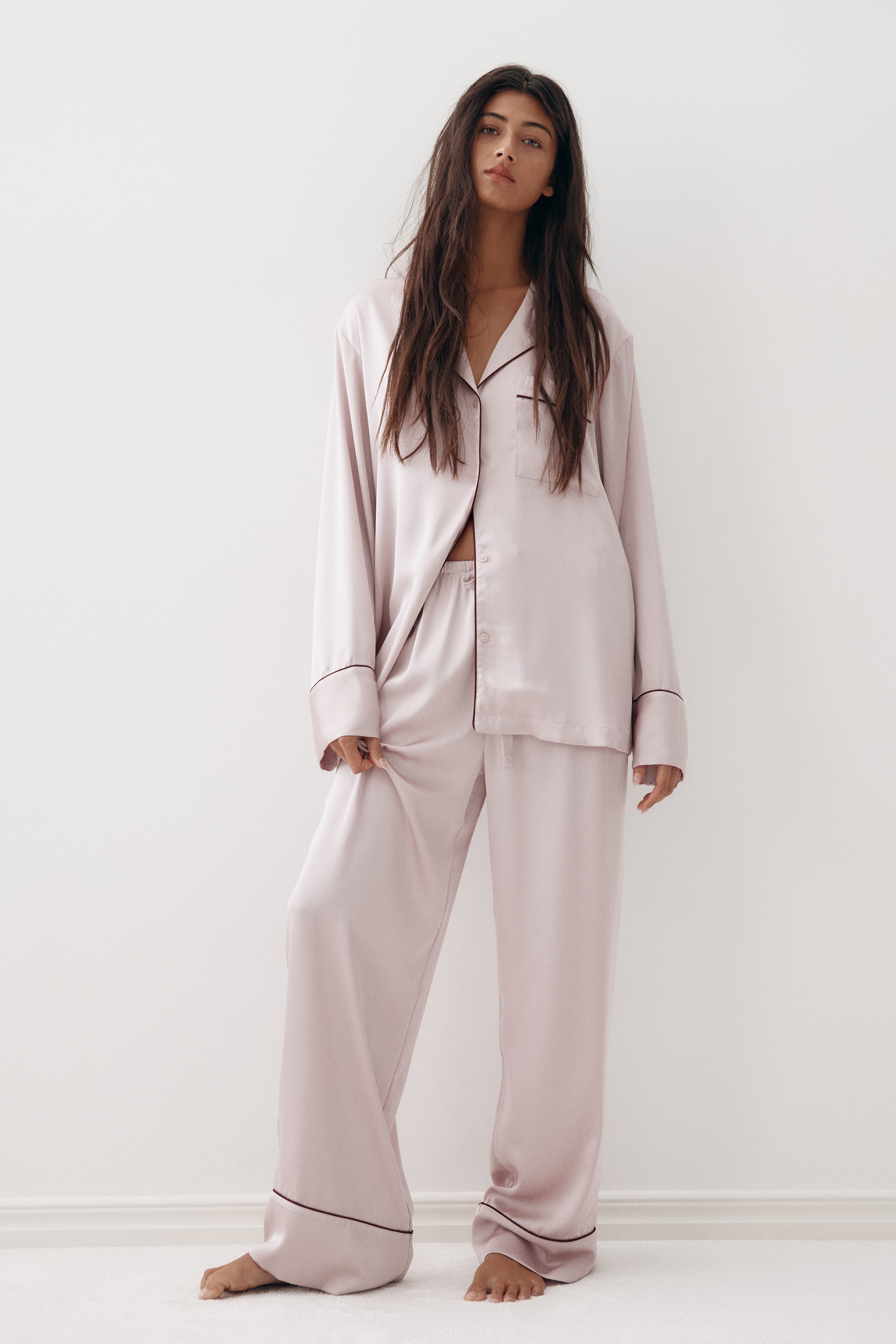Ladies - Powder pink Satin pyjamas - Size: M  - H&M