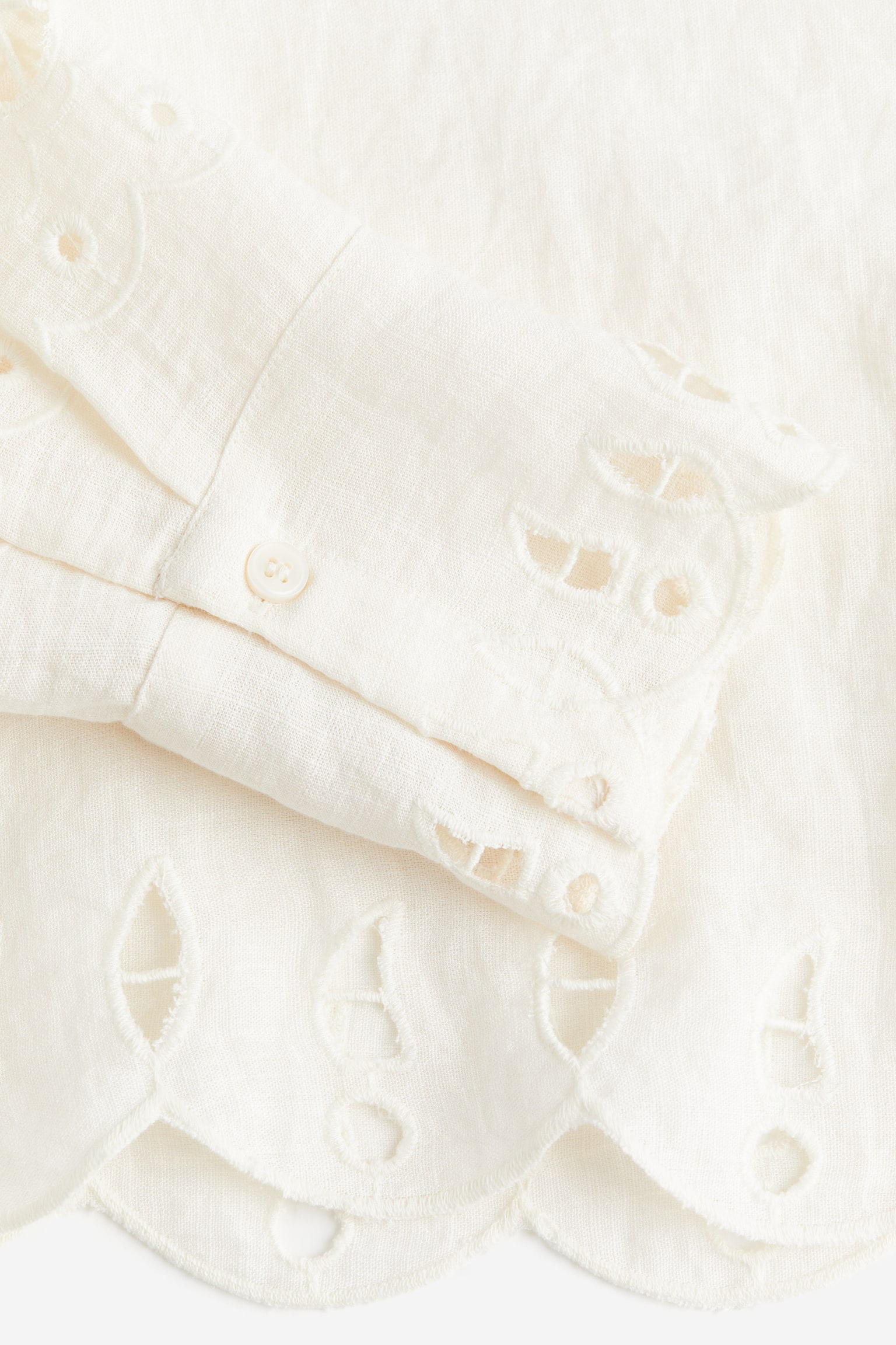 Broderie anglaise shirt - Cream - 4