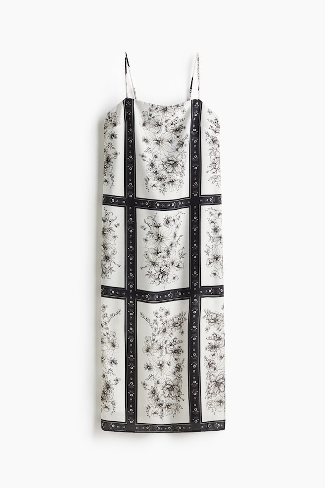 Robe à bretelles fines - Blanc/noir/fleuri/Noir - 1