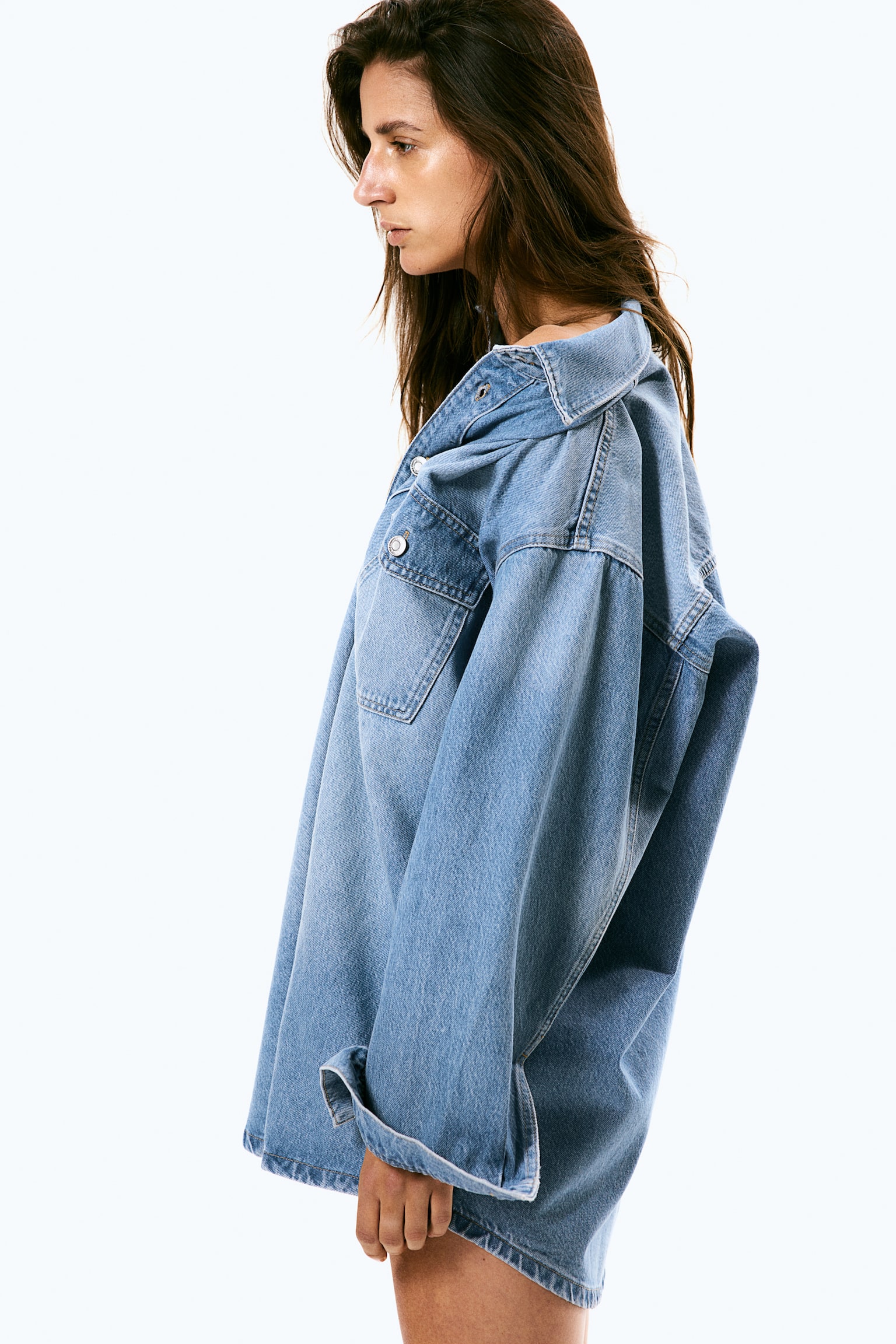 Oversized denim shirt - Light denim blue/Dark denim blue/Black/Denim blue - 5