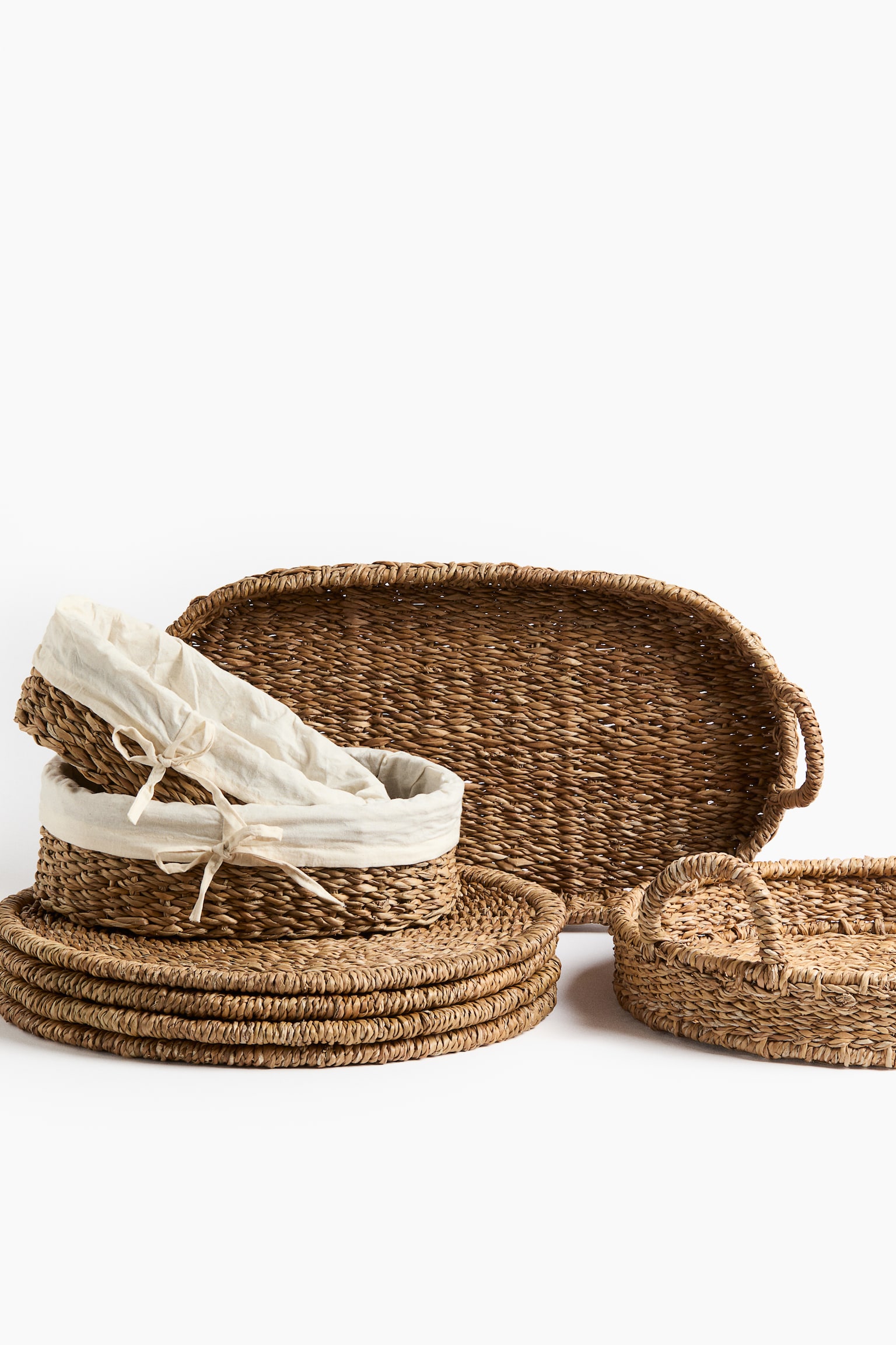 Round straw tray - Beige - 4