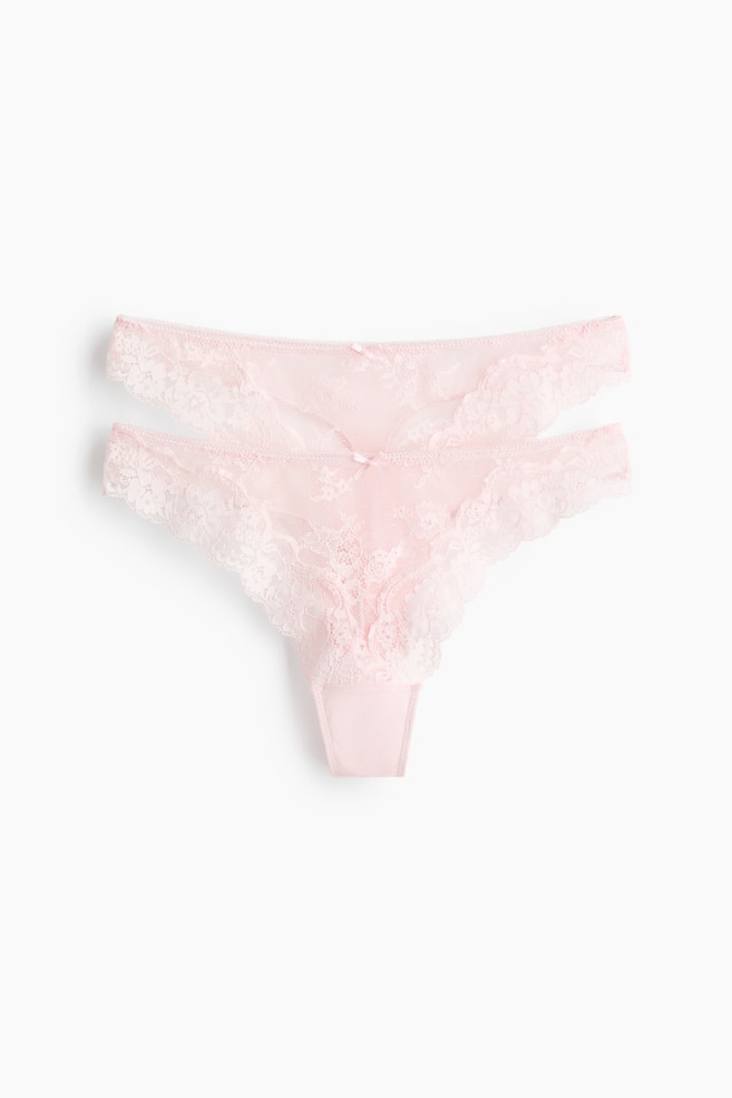 2-pack lace thong briefs - Light pink/Ivory/Burgundy - 1