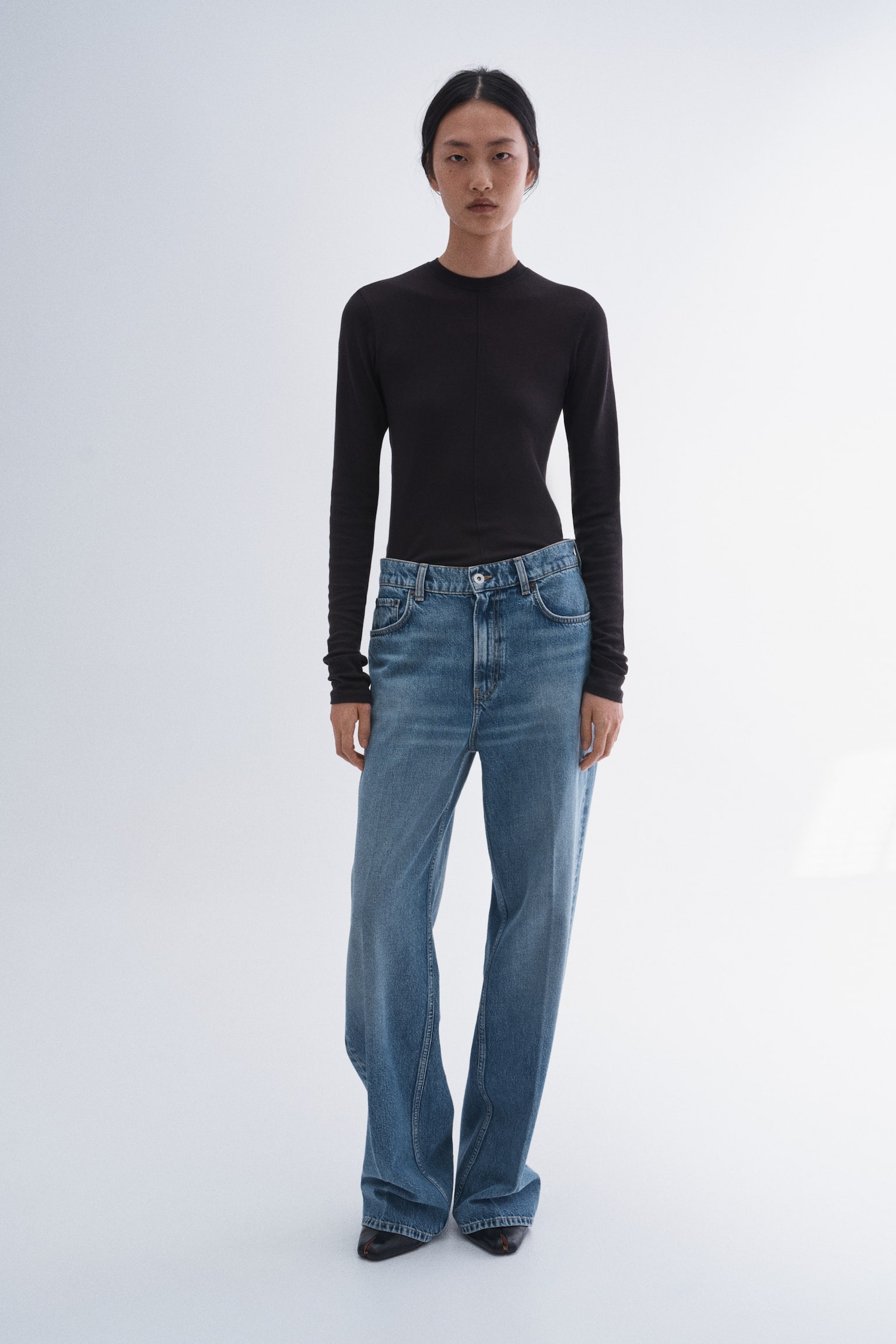 Женская рубашка H&M Pima Cotton, цвет: Чёрный — фото 3
