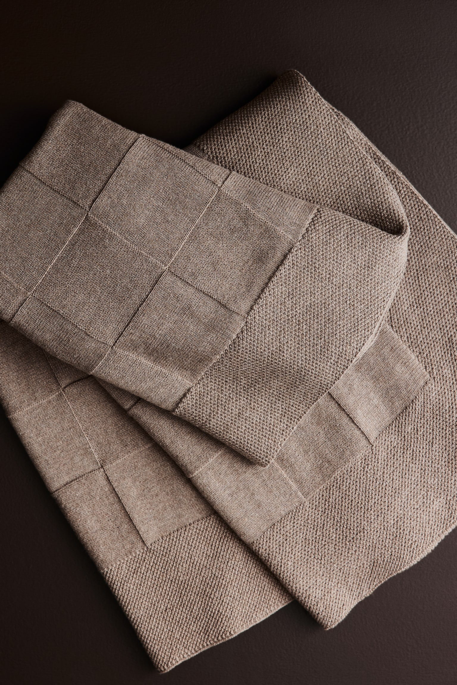 Knitted cotton blanket - Dark beige - 2