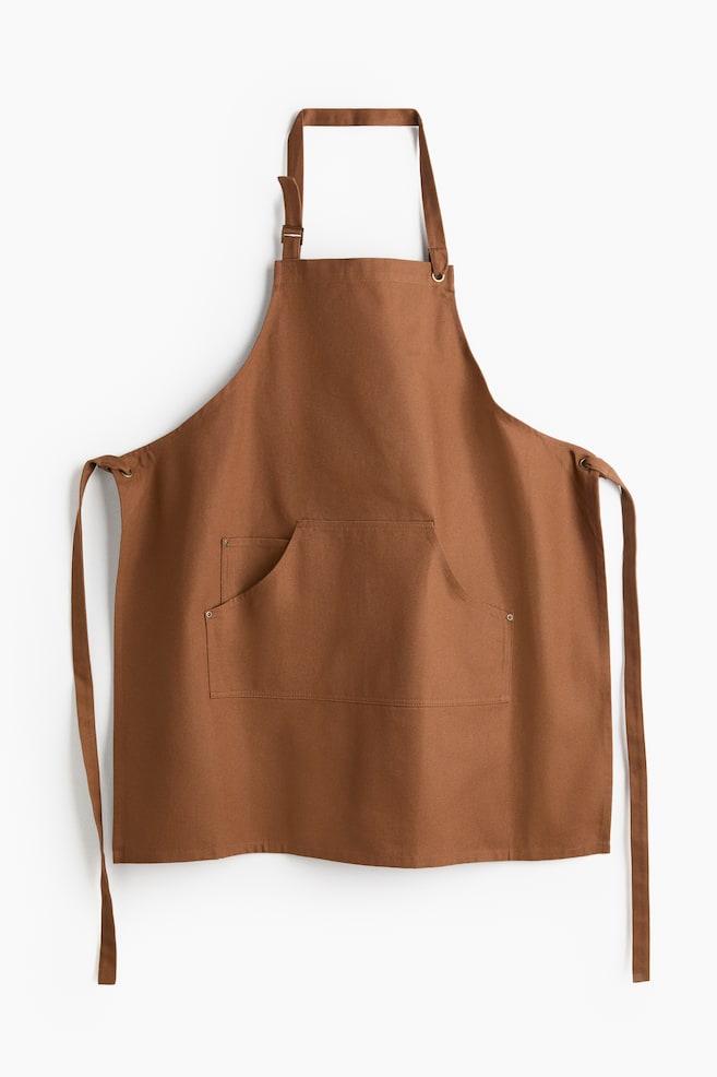 Cotton Canvas Apron - Dark beige/Dark brown - 1