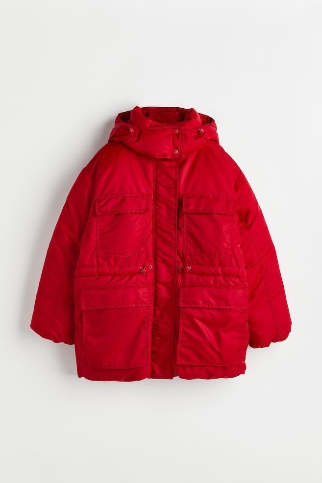 Drawstring-waist puffer jacket - Rød/Muldvarp - 2