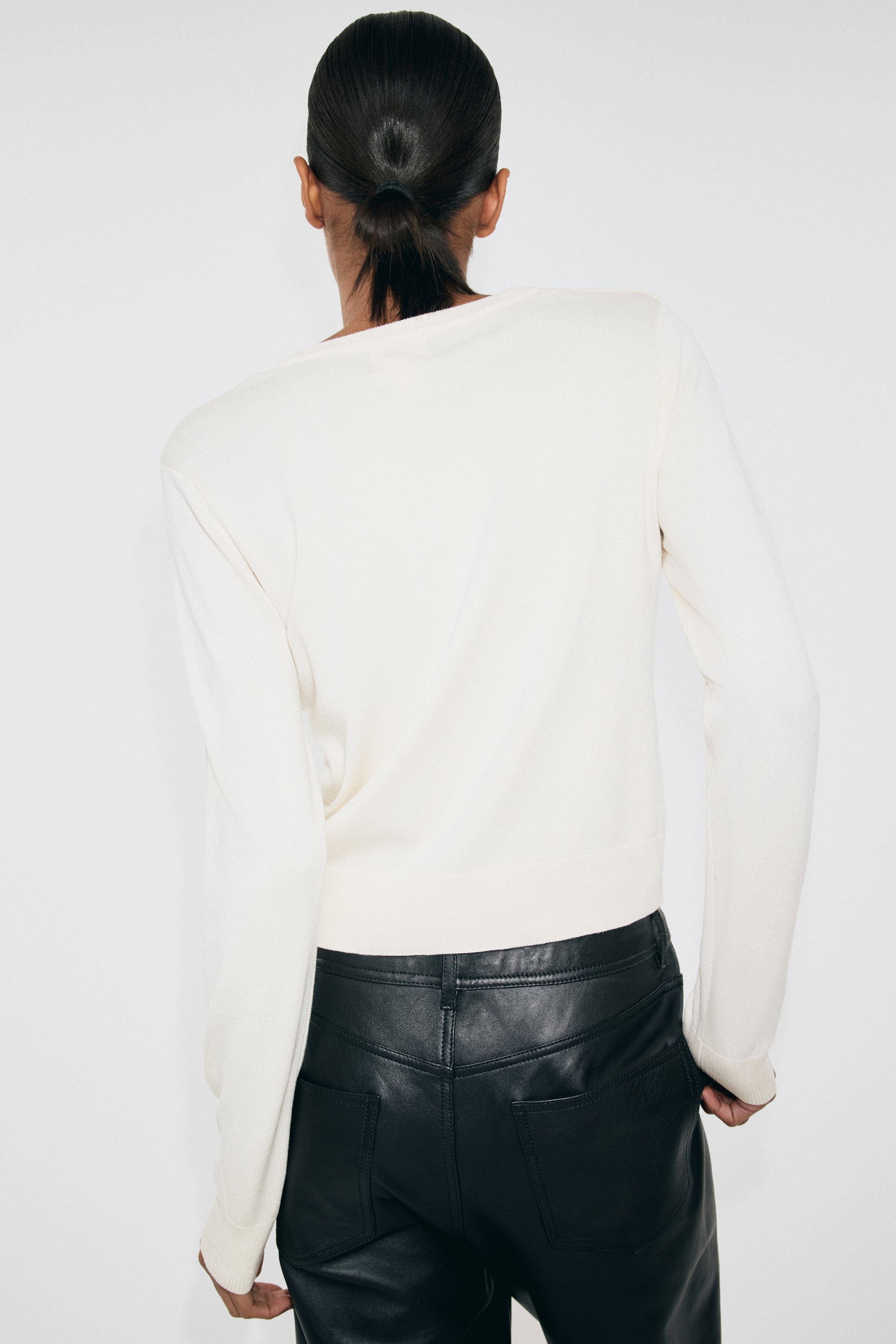 View larger image: Fine-knit cardigan - Light beige - Ladies | H&M MY 3