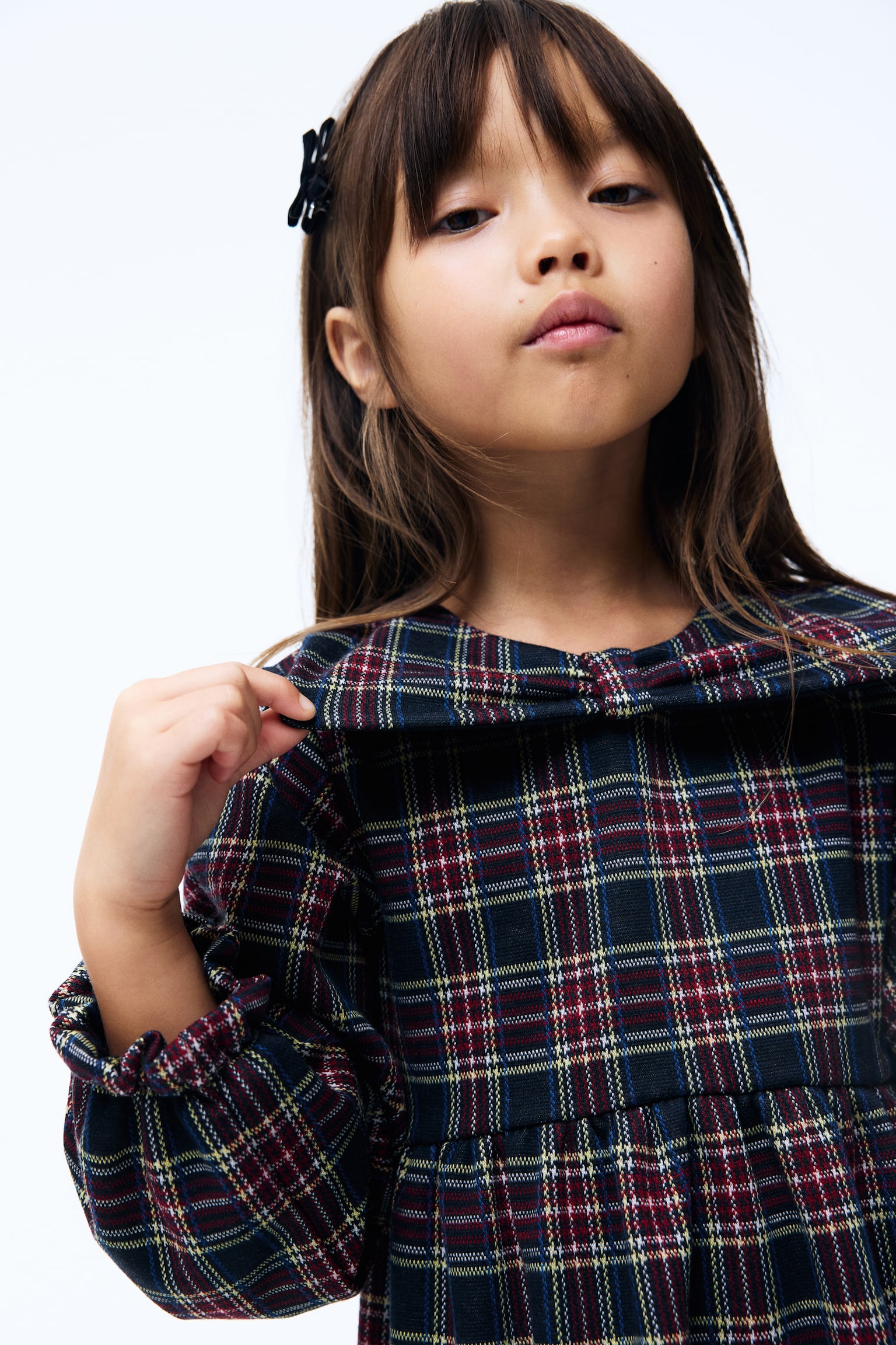 Checked jersey dress - Dark blue/Checked - 4