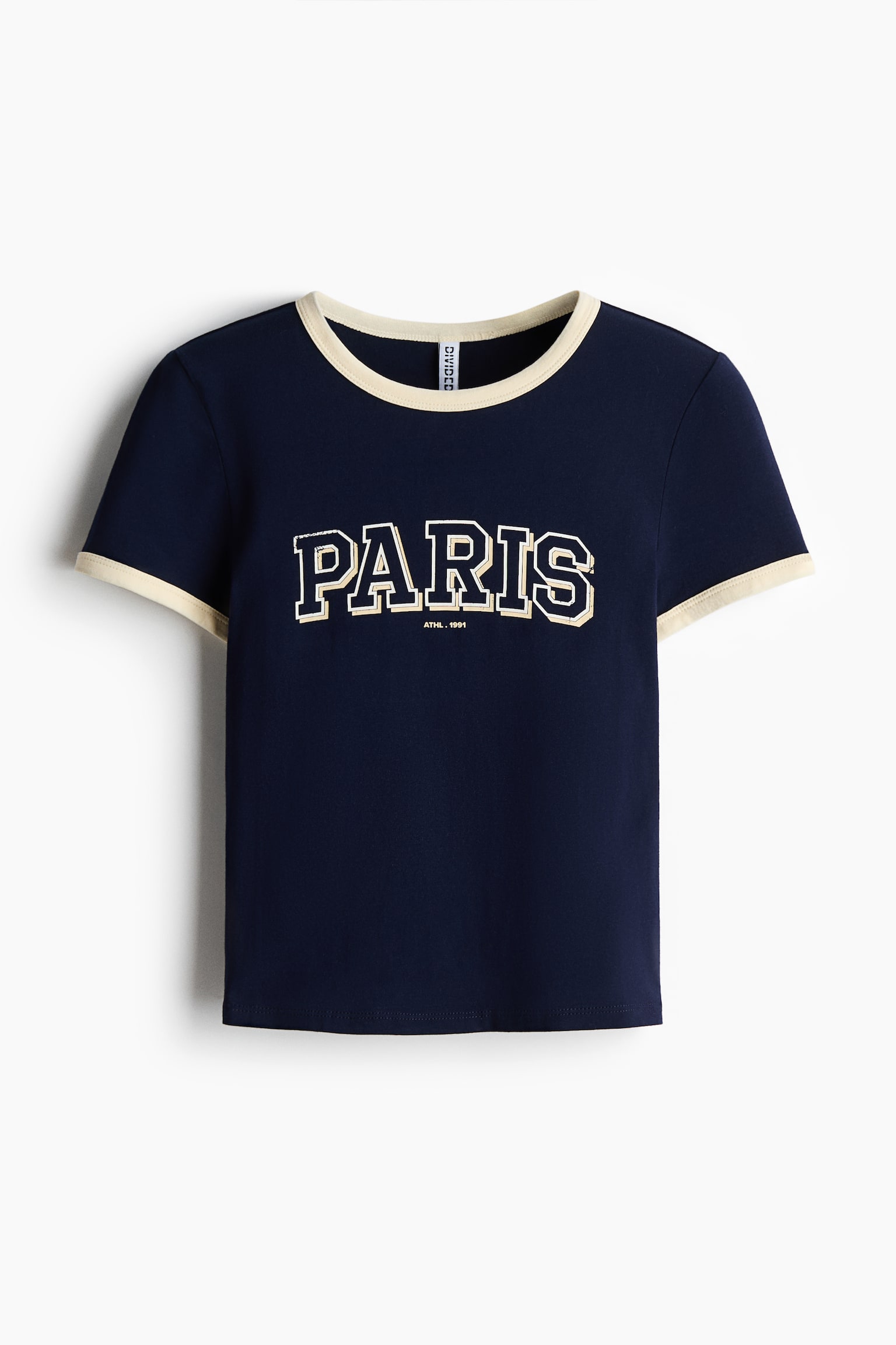 Áo thun ôm cotton - Màu xanh dương đậm/Paris/Màu xám đậm/Pâtisserie/Màu xanh dương nhạt/Poétique/Màu be nhạt/Douceur de Vivre/Màu trắng/Montpellier/Màu vàng nhạt/1956