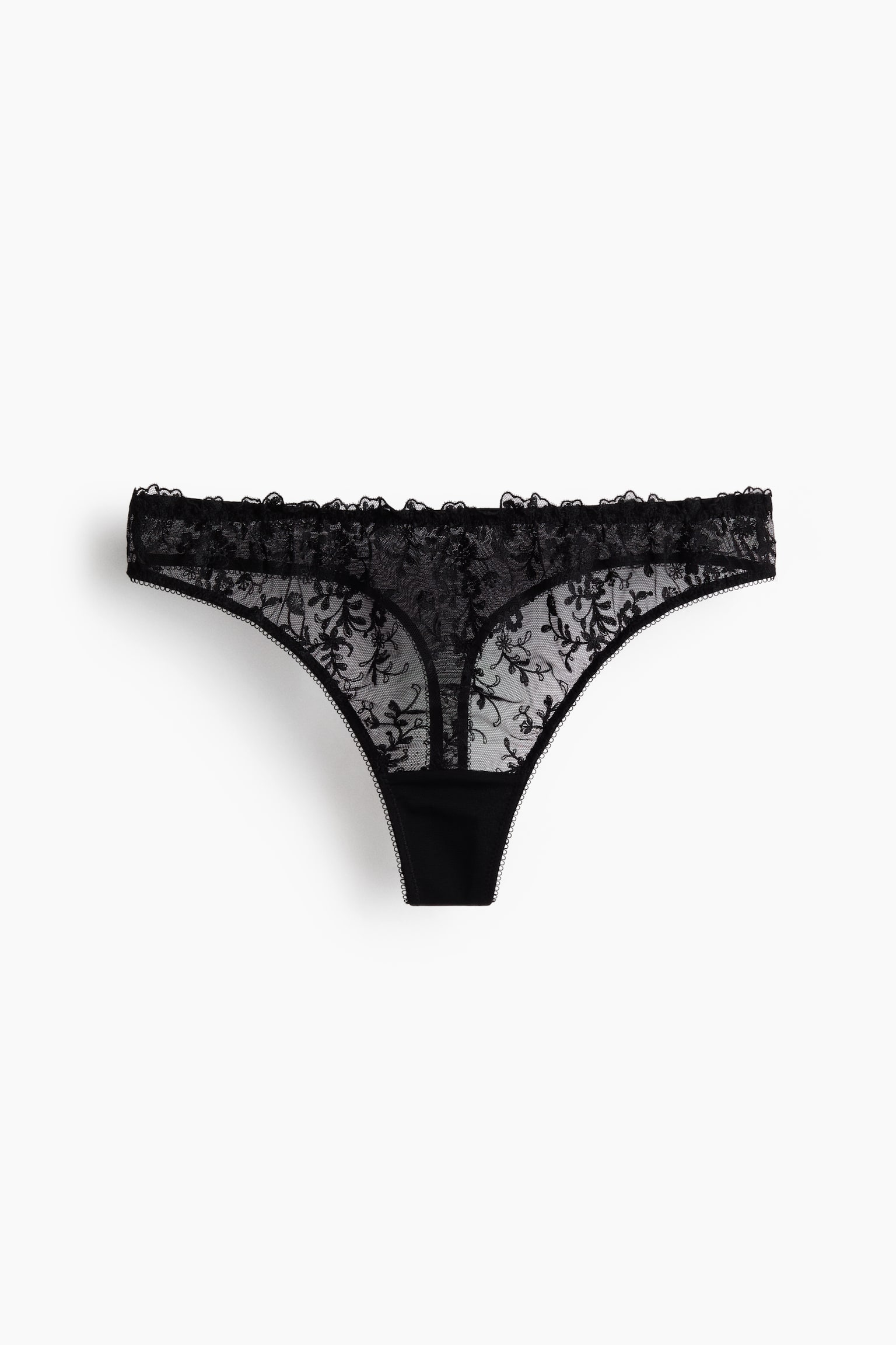 Embroidered thong briefs - Black/Light beige - 2