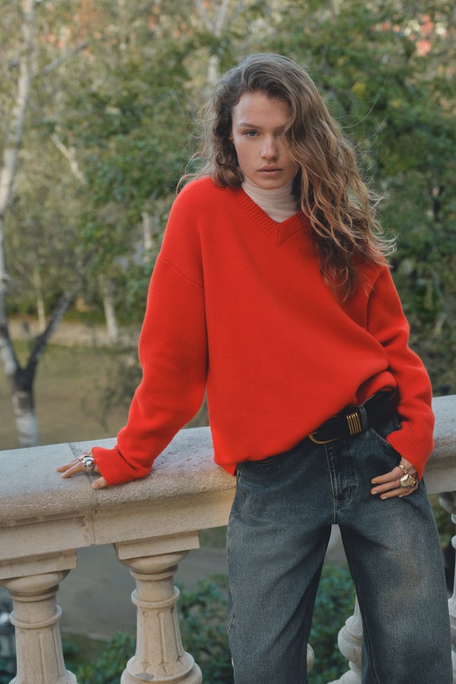 Pullover aus Wollmix-Knallrot - 3
