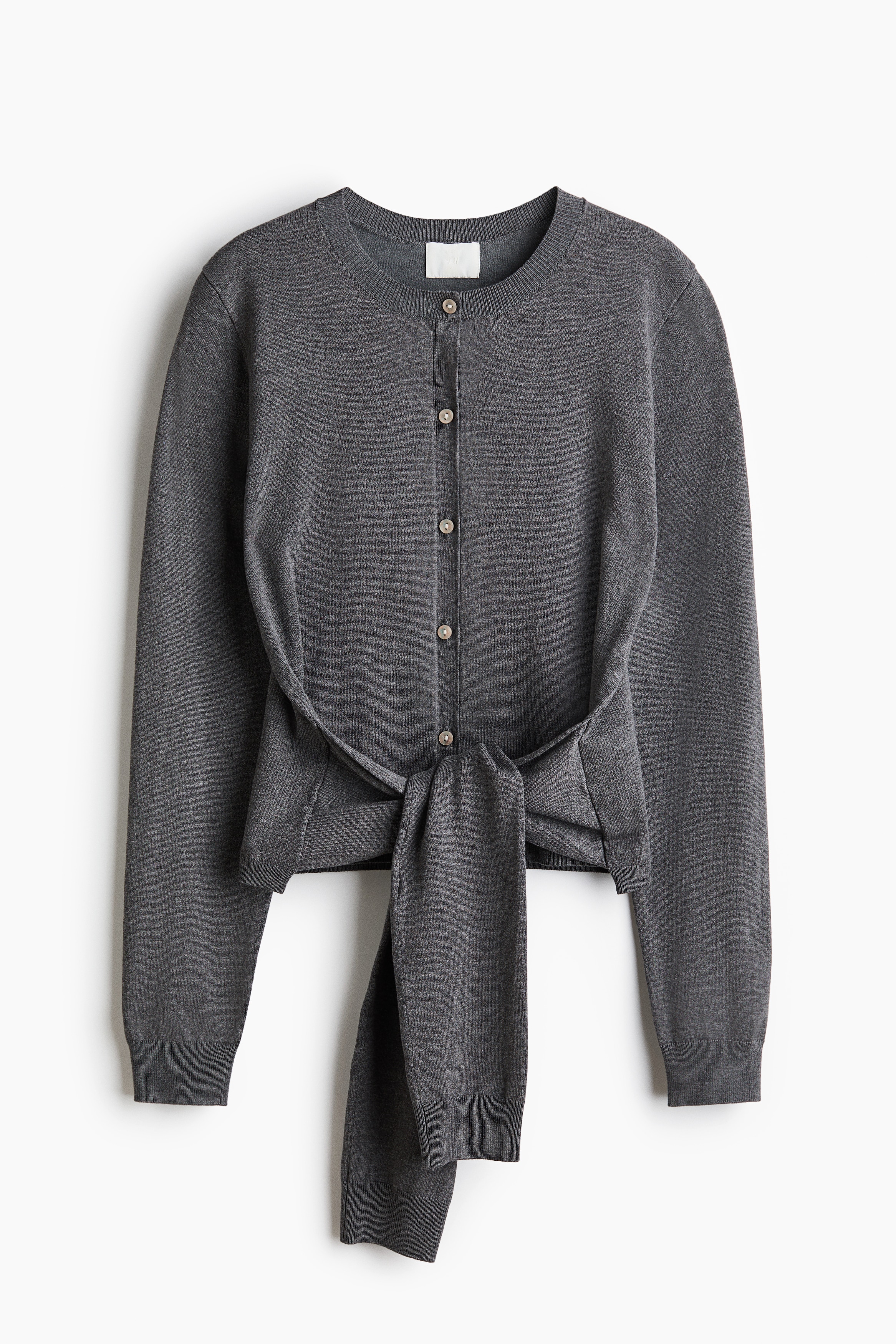 タイディテールカーディガン - ダークグレーメランジ/ベージュ