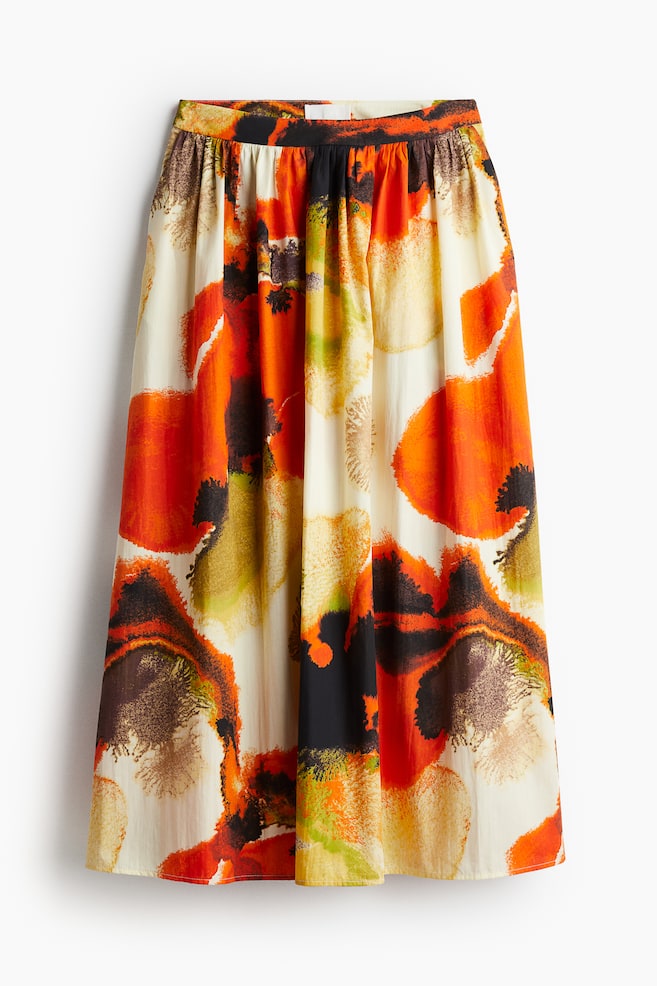 Falda circular de algodón - Naranja/Estampado - 1