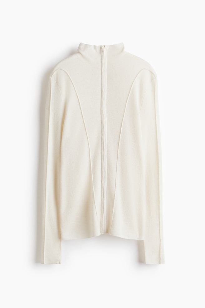Zip-through cashmere-blend top - Cream - 1