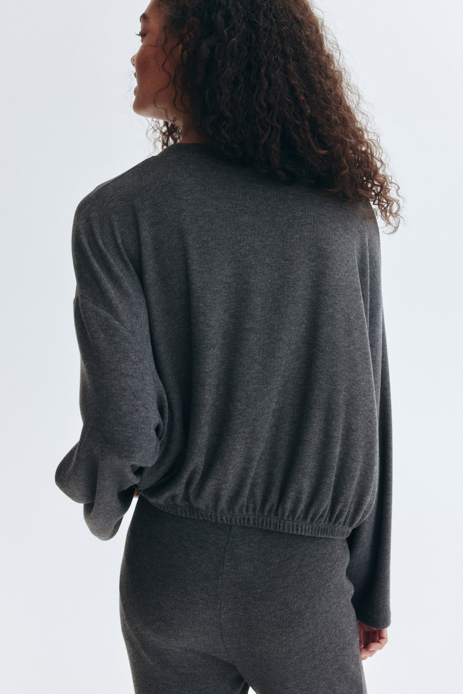 Oversized top - Gris foncé chiné/Bleu marine - 3