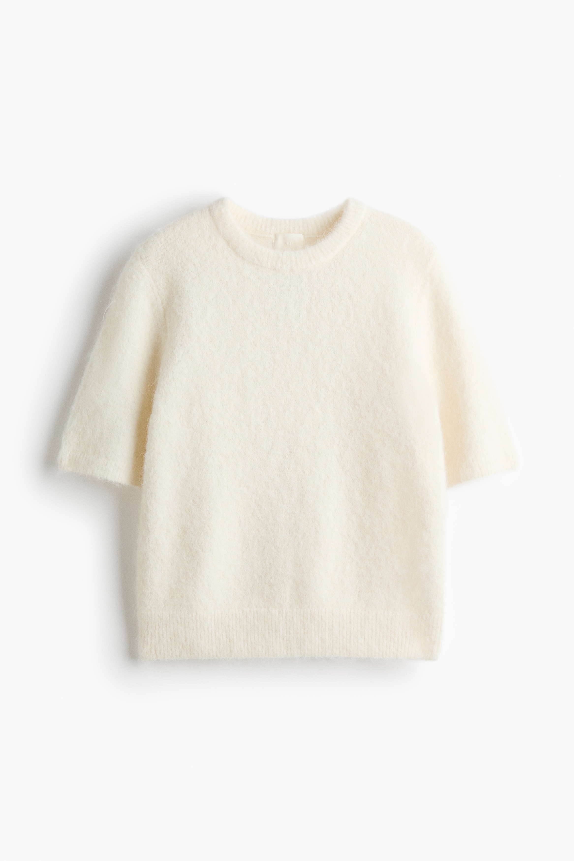 Short-Sleeved Sweater - Cream/Light pink/Gray melange