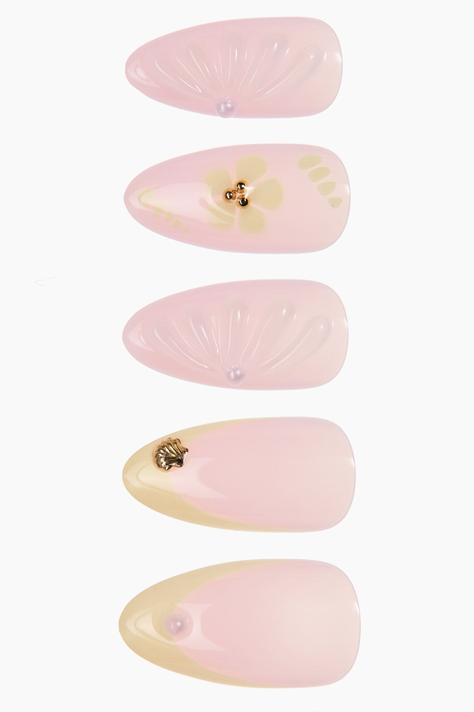 Press-on nails-Almond Long Sunset Shells - 2