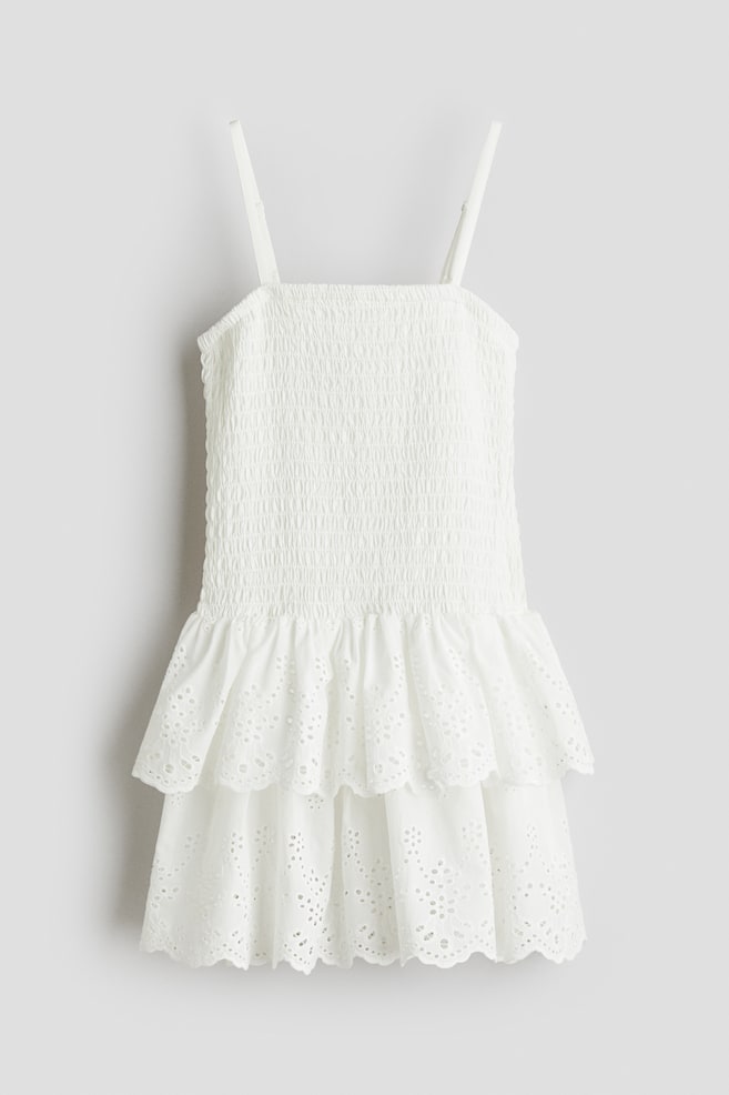 Vestido de tirantes con cuerpo nido de abeja - Blanco/Blanco/Rosa/Blanco/Estampado/Blanco/Floral/Rosa/Floral - 1