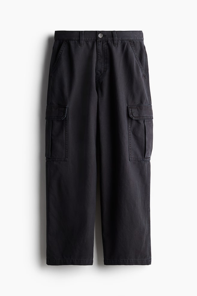 Pantaloni cargo Baggy Fit - Negru/Bej - 1
