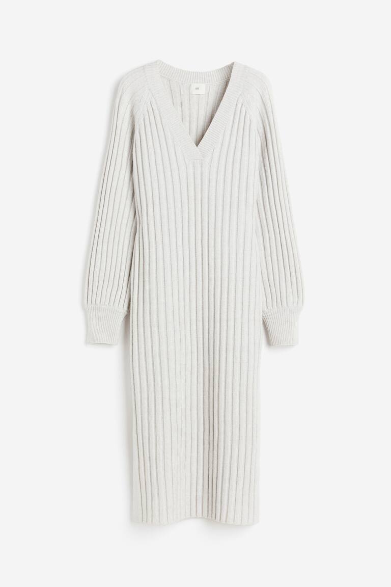 rib knit dress h&m grey Women's Dark grey Rib-knit dress