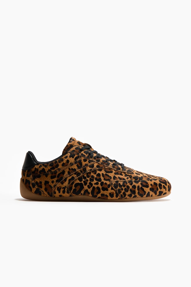 Leather trainers - Beige/Faux leopard/Brown/Cowhide print - 1