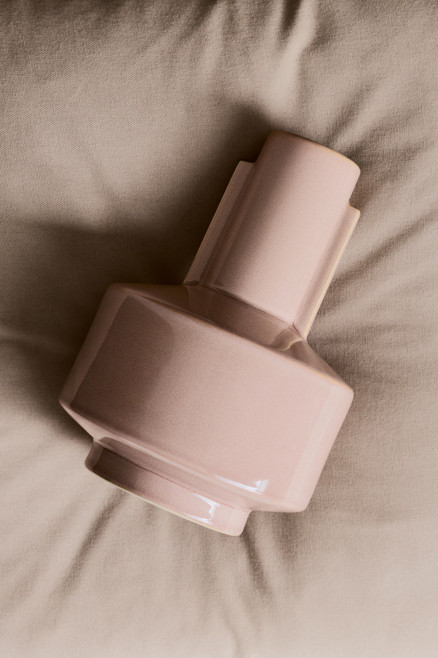 Reactive-glaze stoneware vase - Light pink/Khaki beige - 2