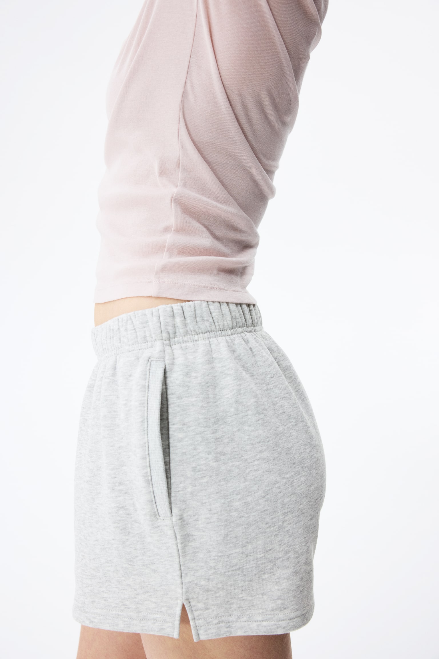 Спортивні шорти - Світло-сірий меланж/Темно-коричневий/Світло-рожевий - 3