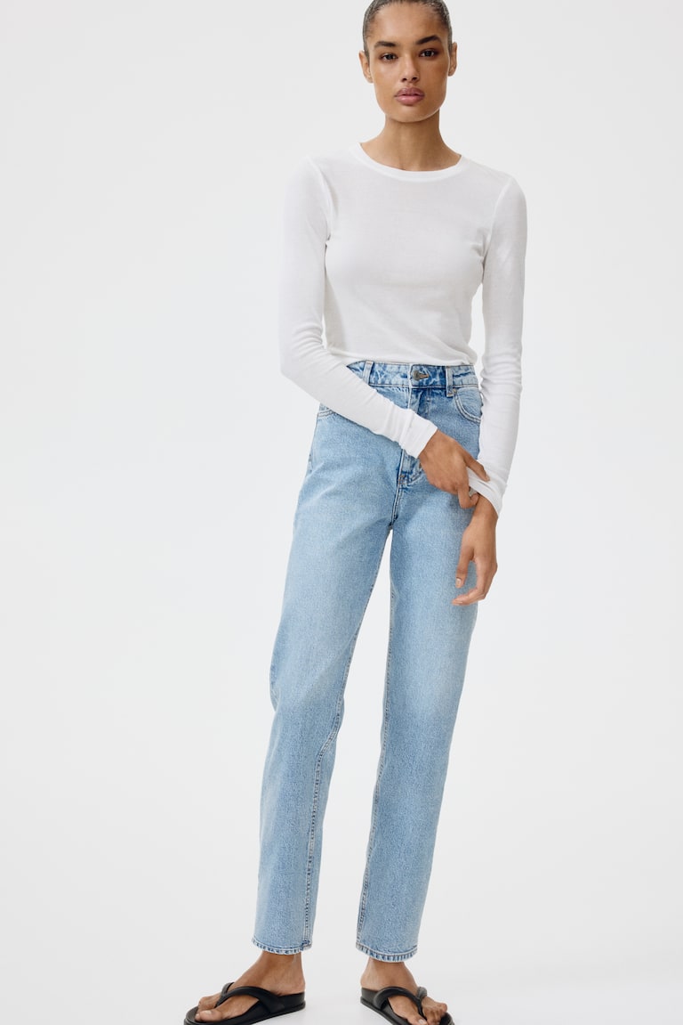 Mom Slim Fit High Waist Ankle Jeans