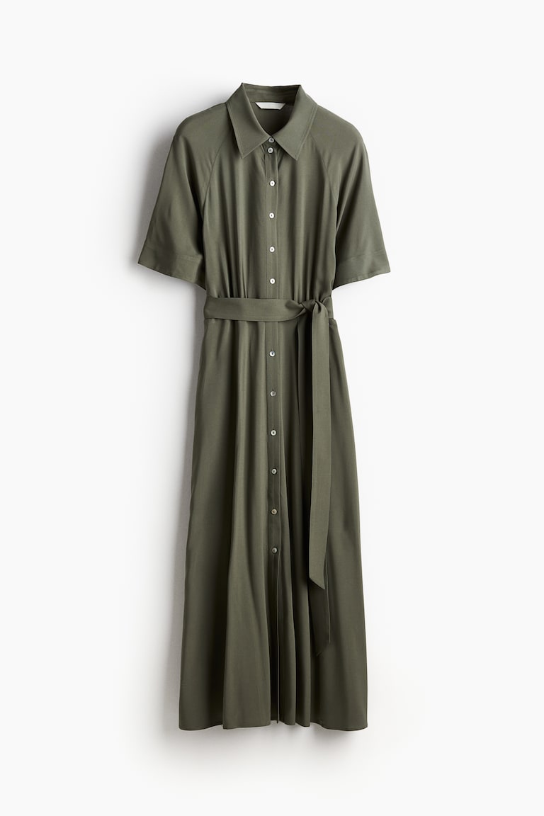 green emerald velvet dress H&M Long Sleeve Midi metal Green Dress Small main image 1