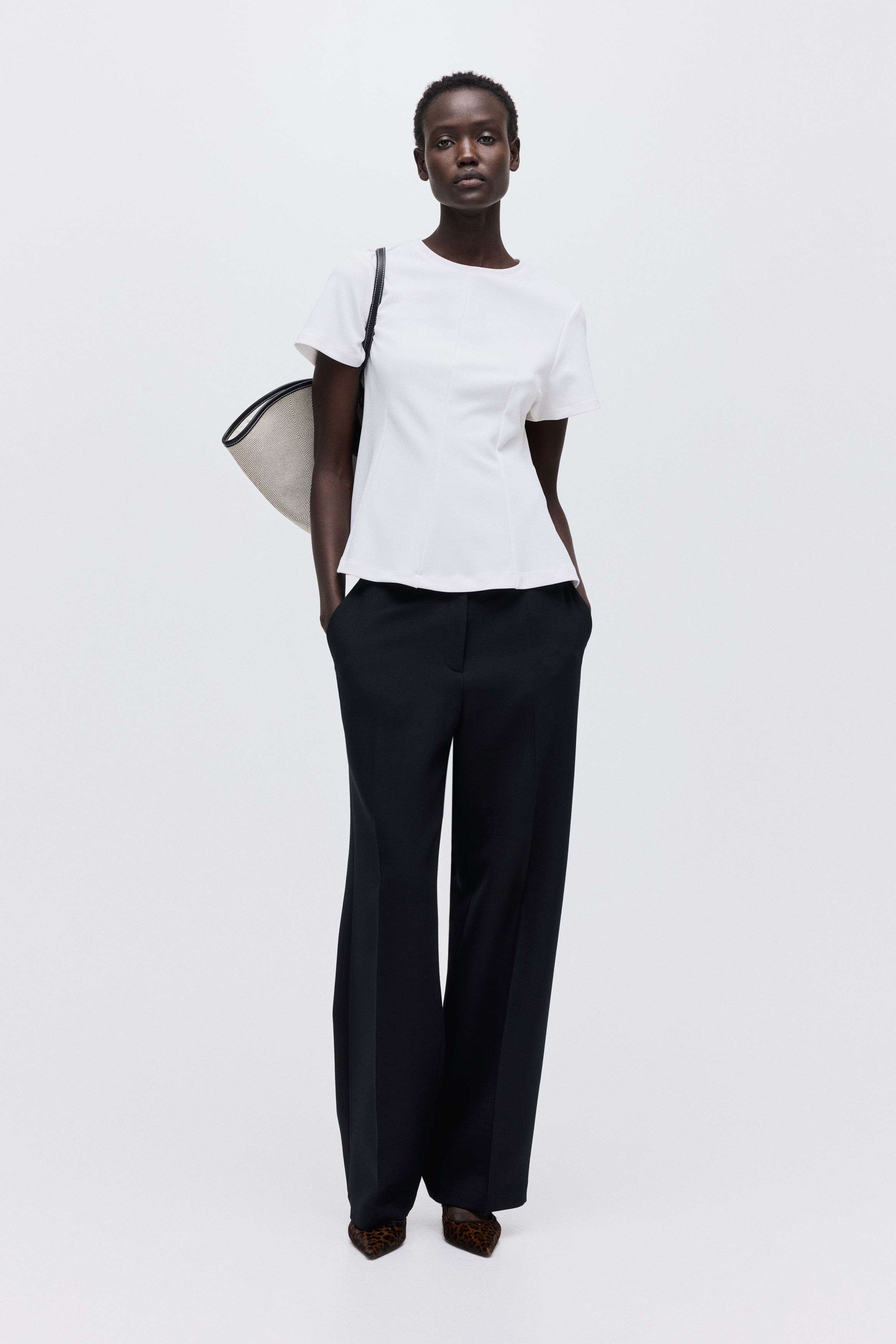 Pantaloni in misto lana - Nero/Grigio scuro