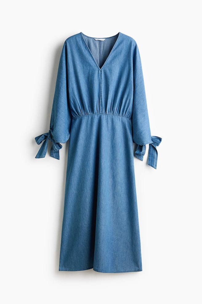 Tie-detail denim dress - Denim blue - 1