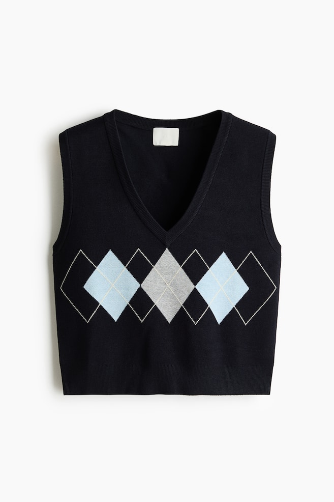 Jacquard-knit sweater vest - Navy blue/Argyle pattern/Grey marl/Argyle pattern/Dark grey marl/Argyle pattern - 1