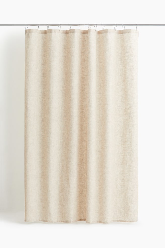 Tenda per doccia in misto lino - Beige chiaro/Bianco - 3