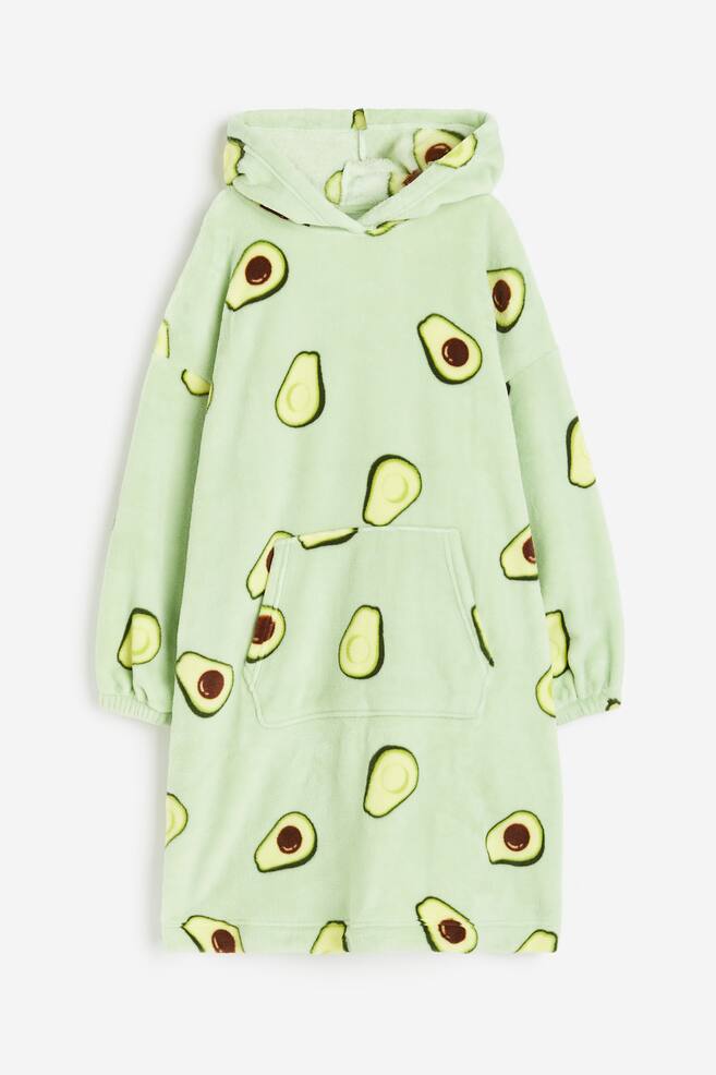 Hooded pile blanket - Light green/Avocados - 1