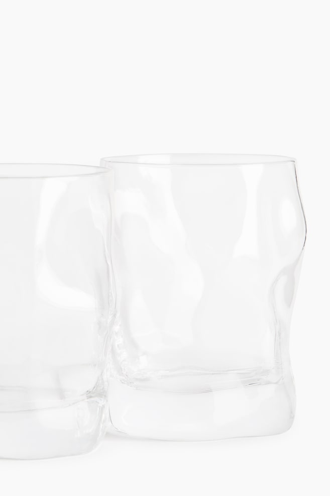 2-Pack Low Sculptural Glass Tumblers - Transparent - 4