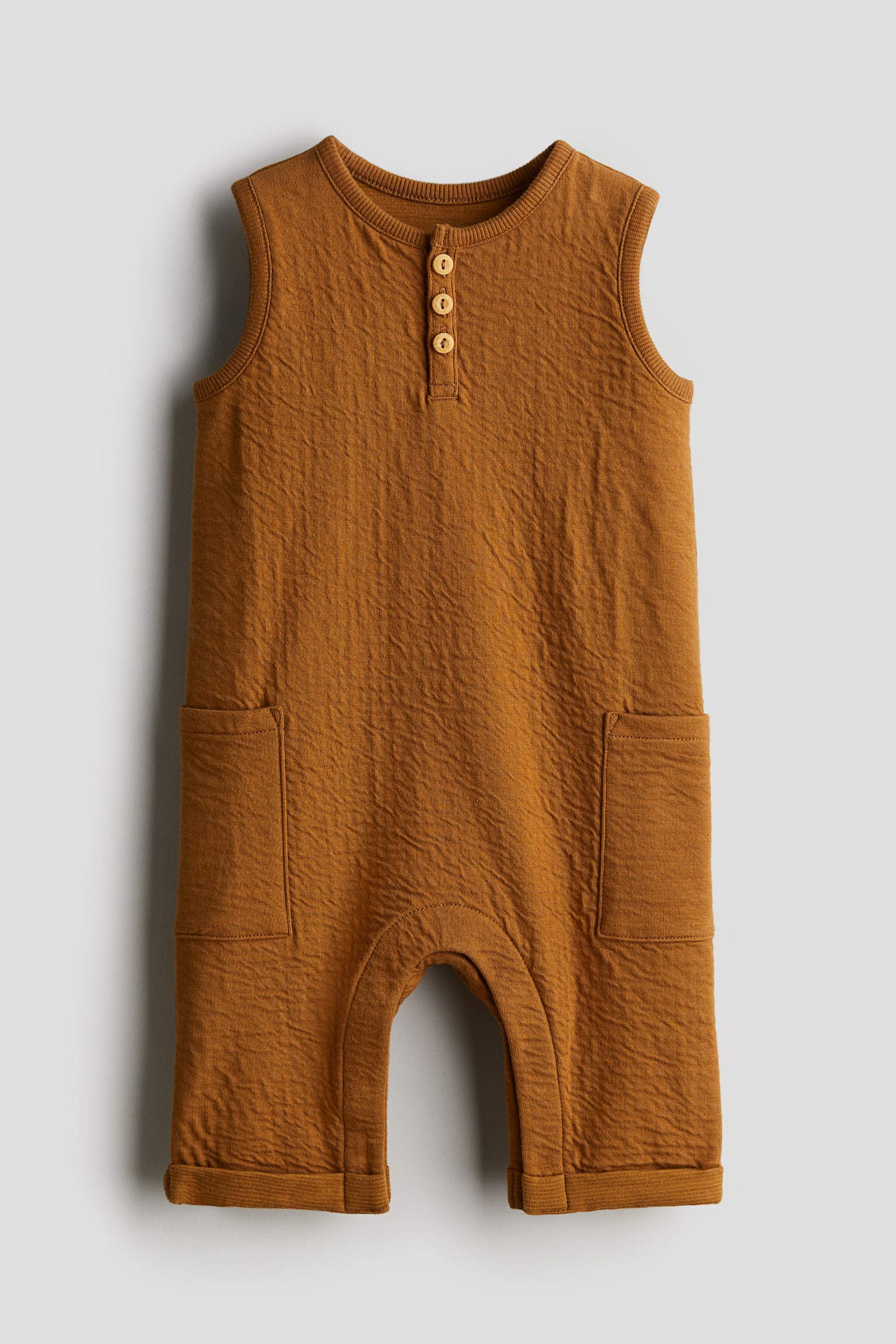 Crinkled Jersey Romper - Brown - 1