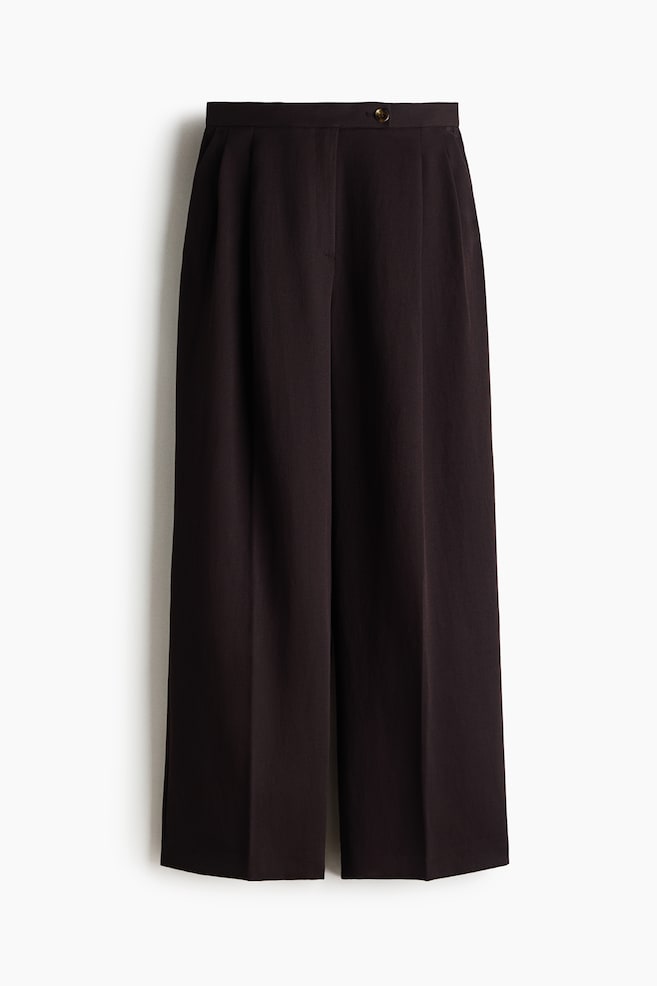 Wide-Leg Dress Pants - Dark brown/Beige/Brown/Bright red - 1
