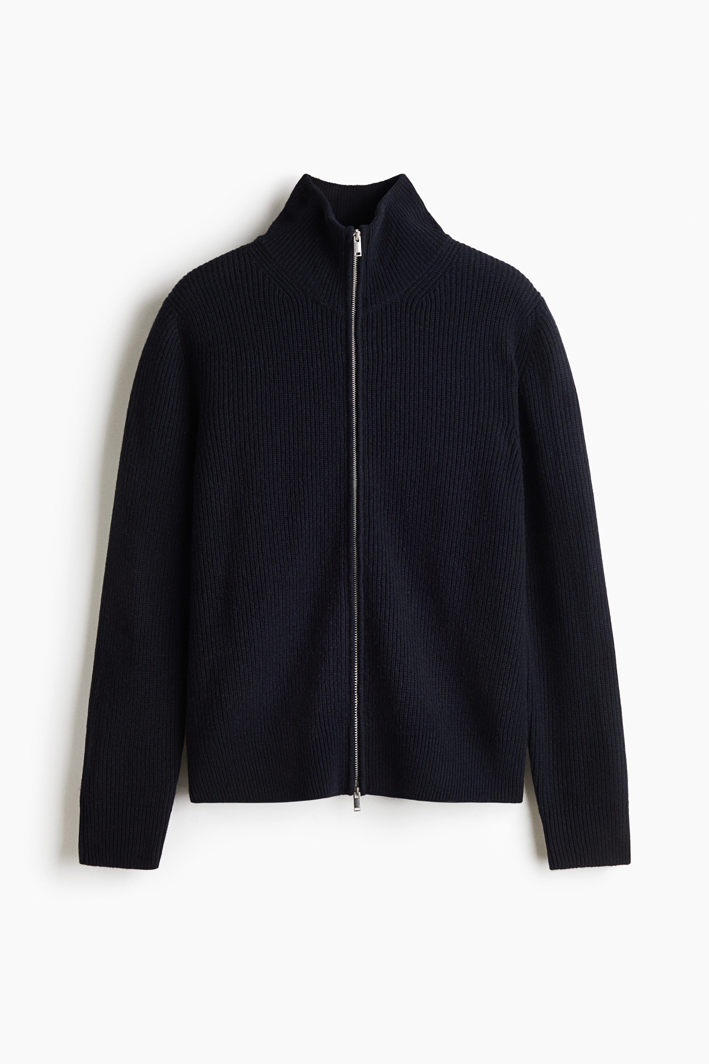 Regular-Fit Wool Cardigan with Zipper - Navy blue/Dark gray/Dark brown