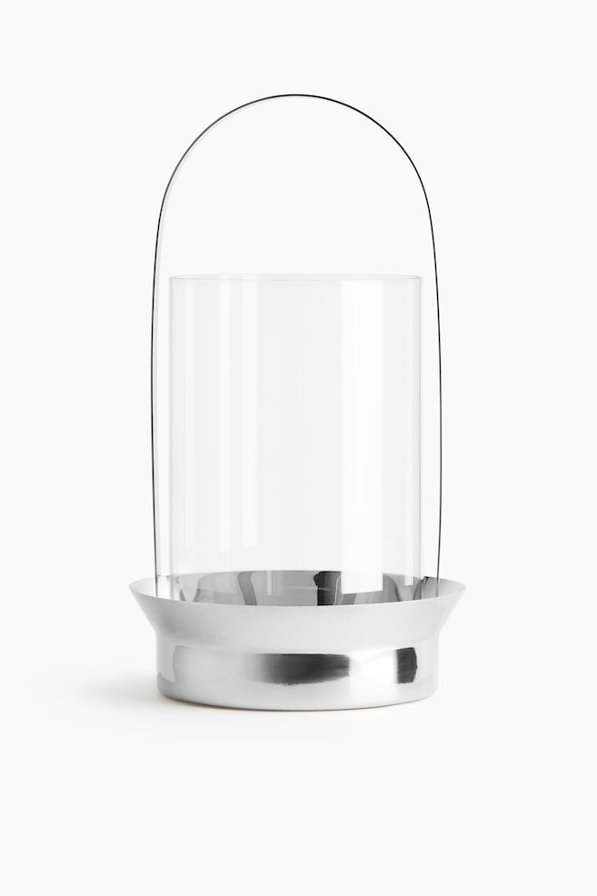 Large glass lantern - Silver-coloured - 1