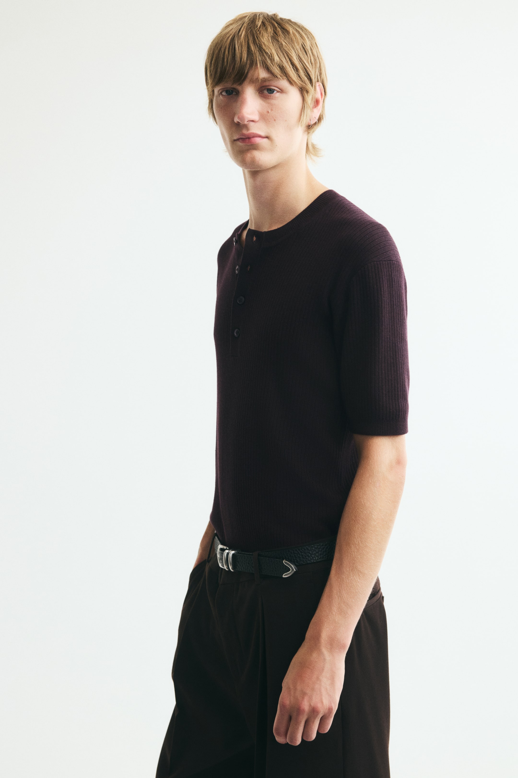 Slim-Fit Fine-Knit Henley Shirt